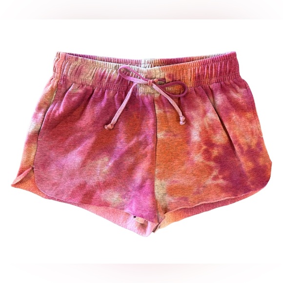 Women’s mauve pink orange tie dye PJ shorts size M Wild Fable soft fleece like - Picture 1 of 9